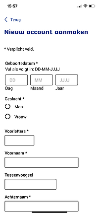 Nieuw account aanmaken Uw Zorg online