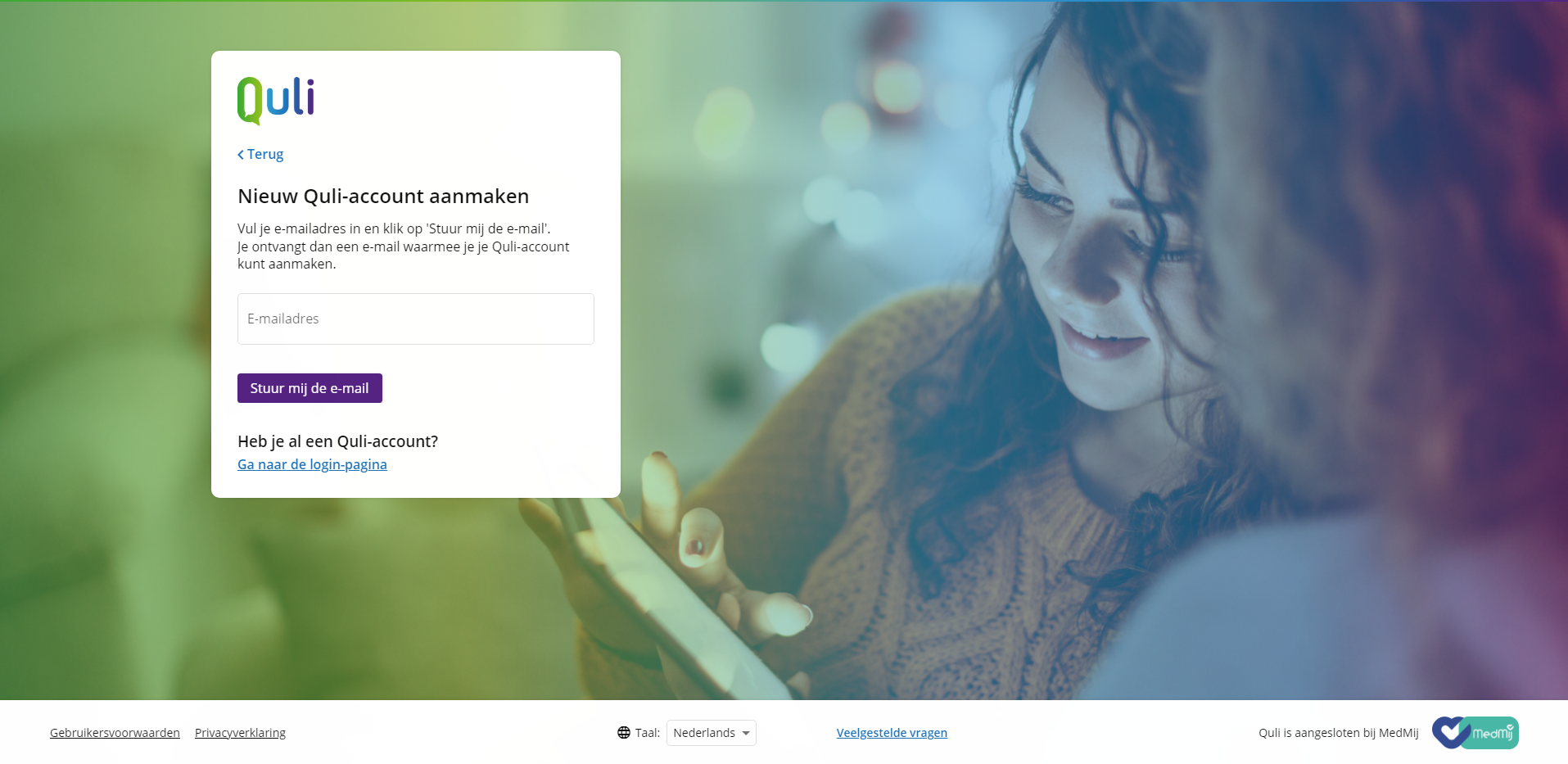 Account aanmaken Quli e-mailadres